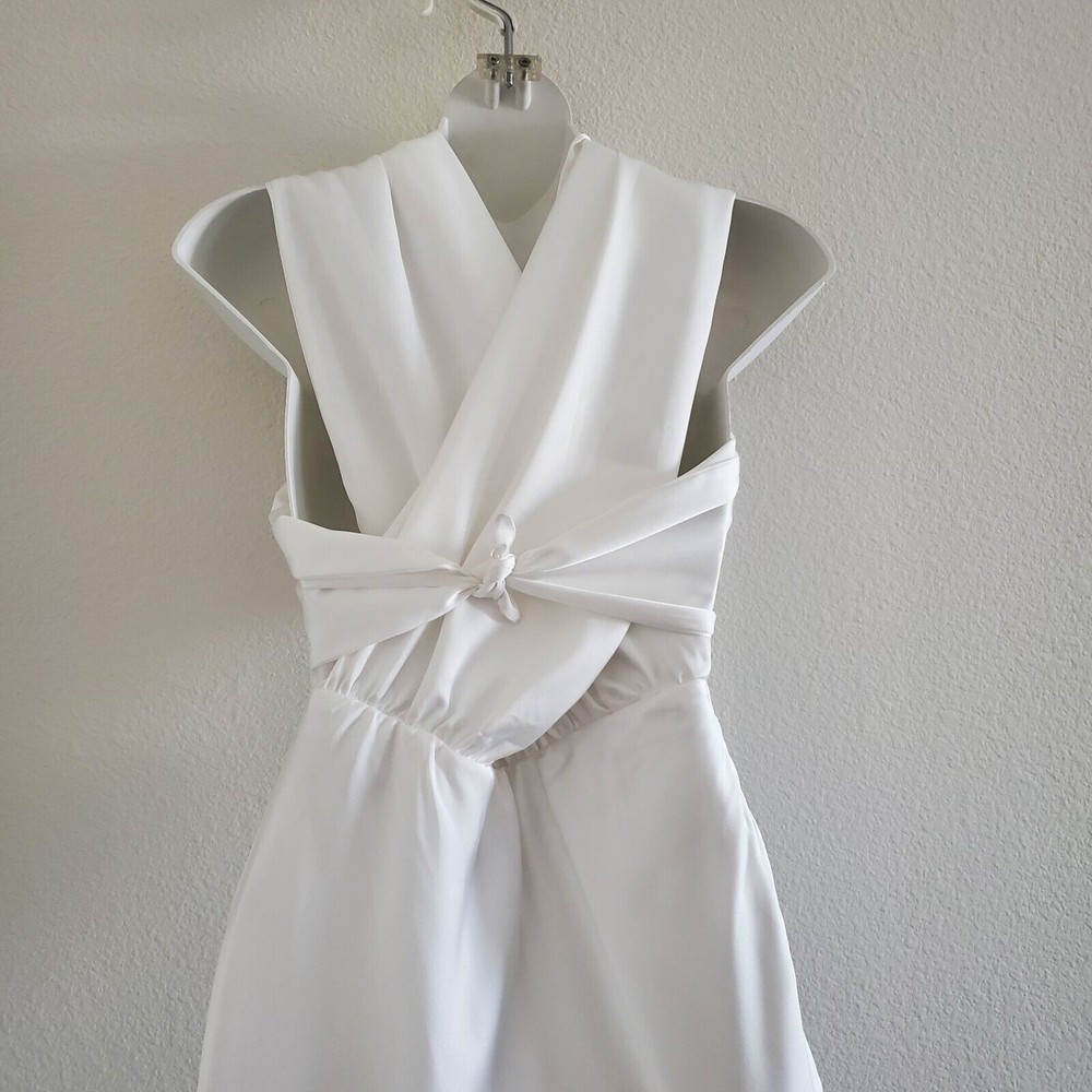 Princess Polly Fiorella Satin Midi Slip Dress 6 White Halter Tie Neck - Picture 7 of 10